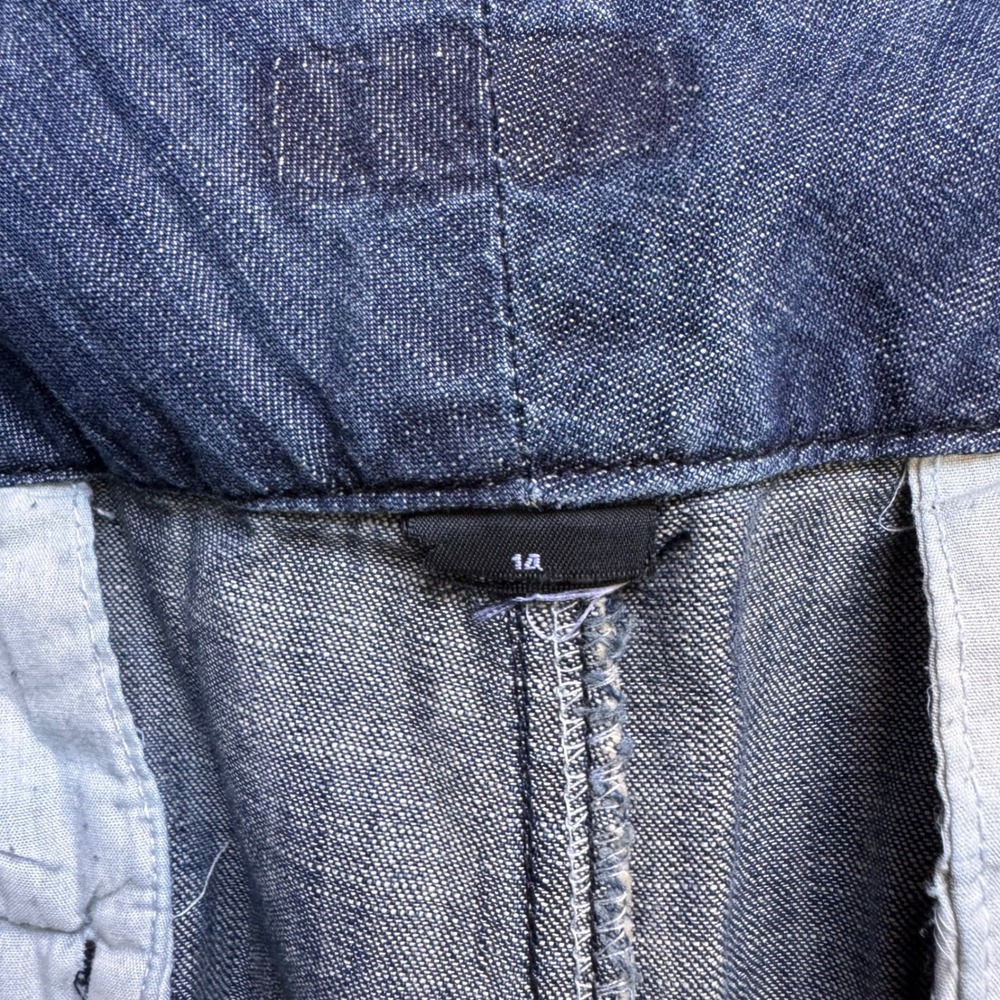 Women Blue Wide Leg Denim Trouser Jeans Sz 14 Textured Waistband Boho 70s Style - Picture 5 of 7